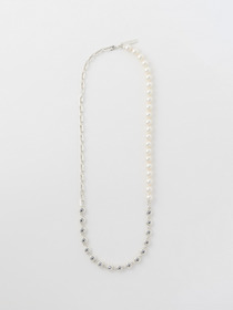 CRYSTAL PEARL MIX CHAIN NECKLACE 詳細画像