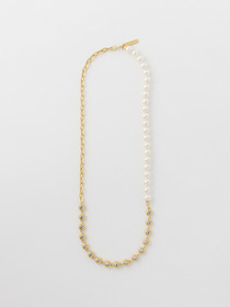 CRYSTAL PEARL MIX CHAIN NECKLACE 詳細画像