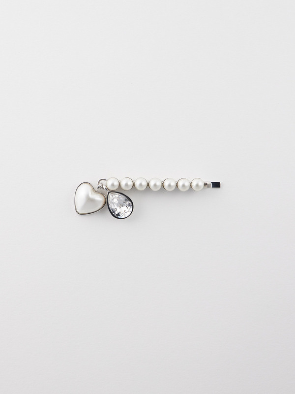 SMALL PEARL HEART HAIRPIN