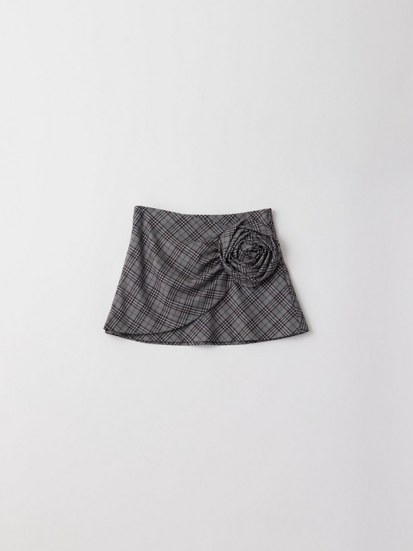 CHECK ROSE SKIRT