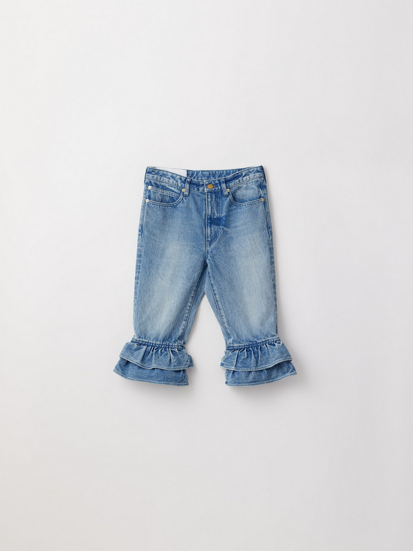 DENIM FRILL HEM PANTS