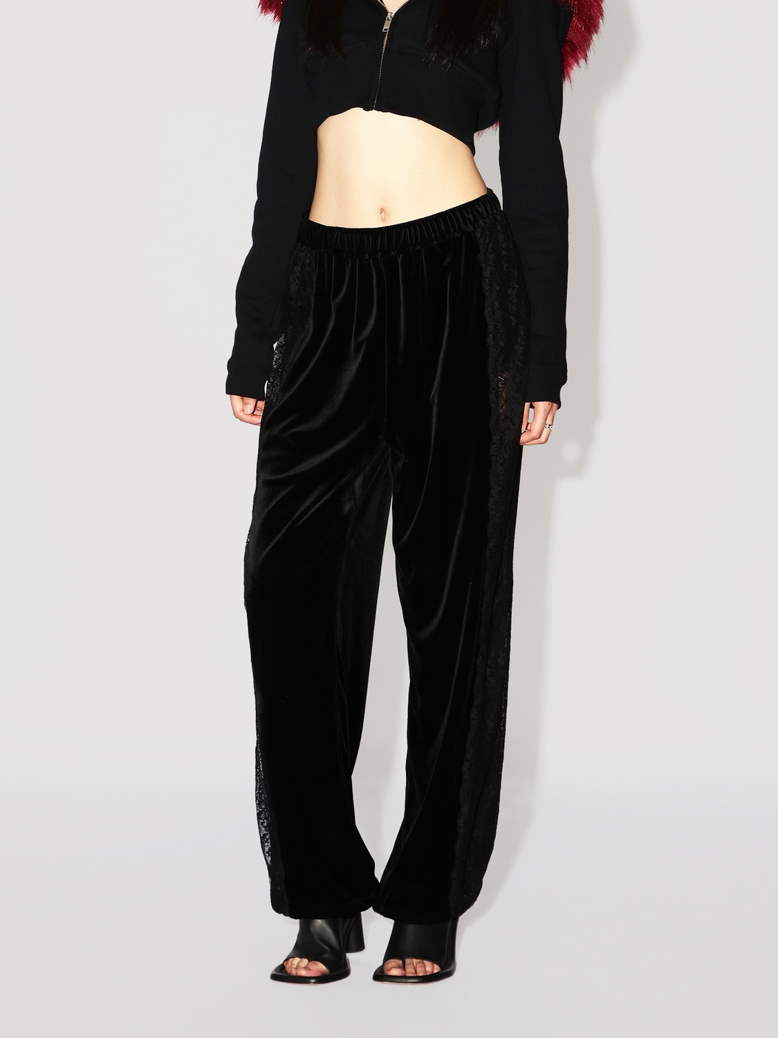 VELOUR TRACK PANTS 詳細画像 Black 2