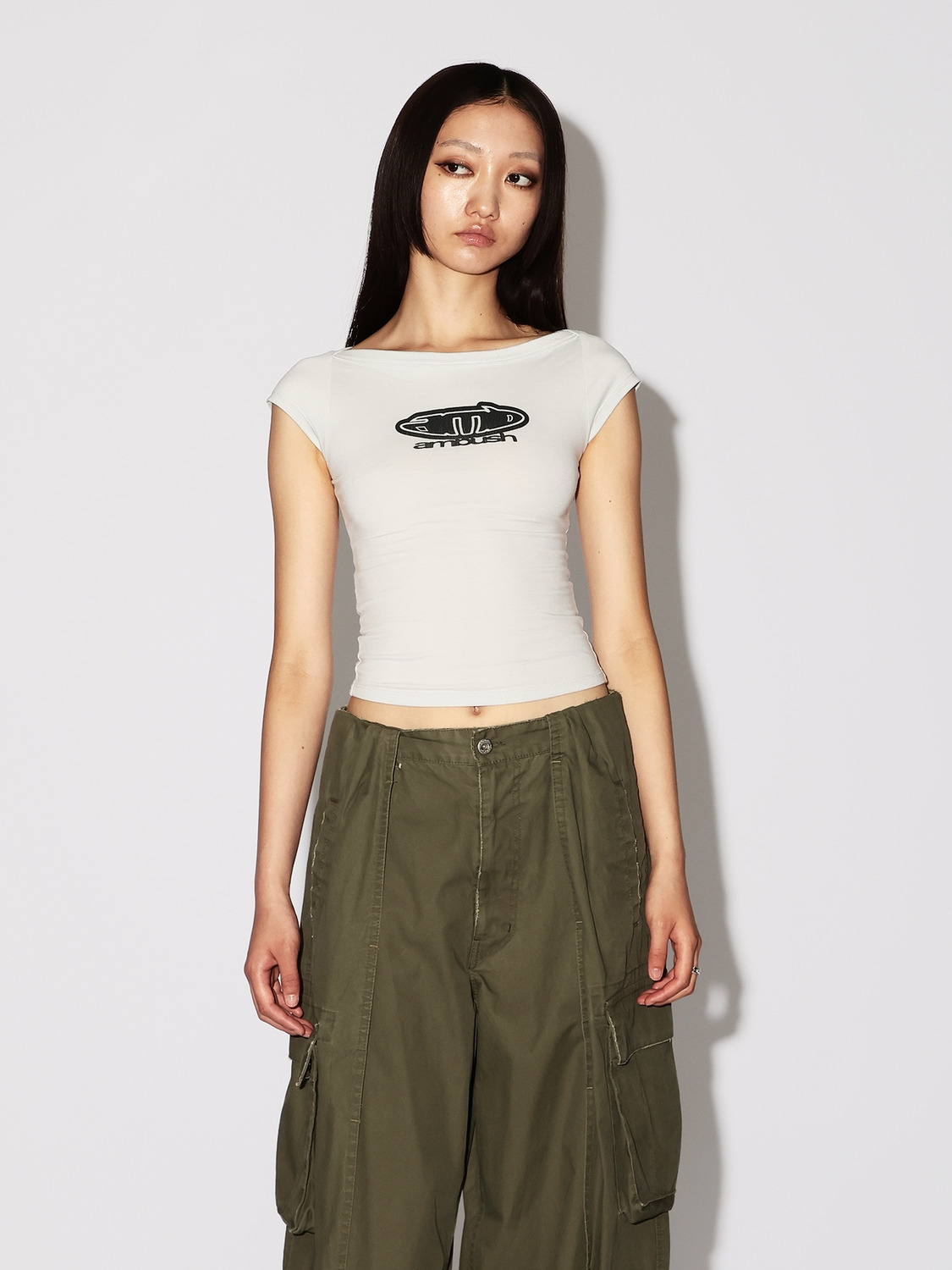 BOAT NECK FITTED T-SHIRT 詳細画像 White 2