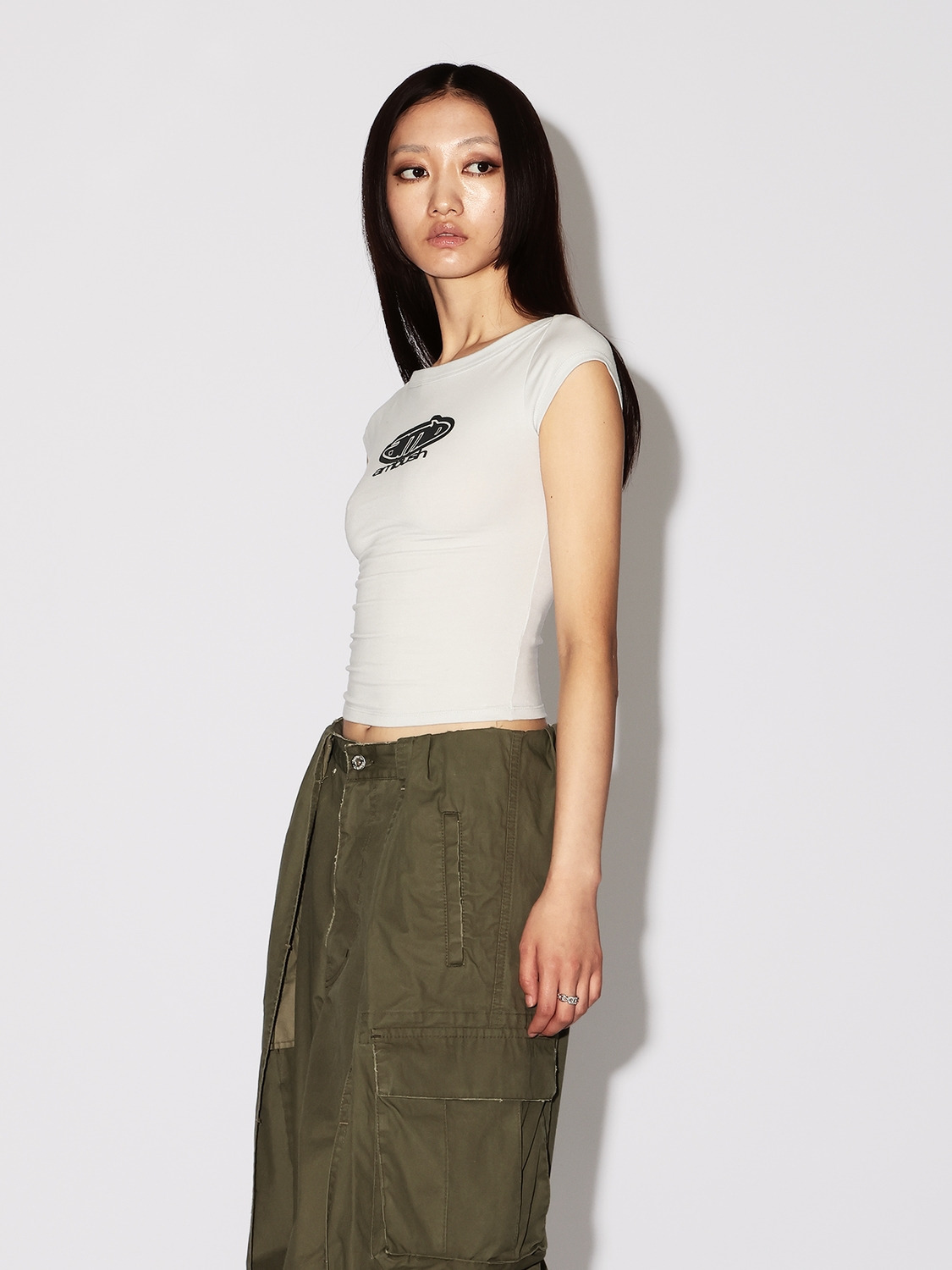 BOAT NECK FITTED T-SHIRT 詳細画像 White 3