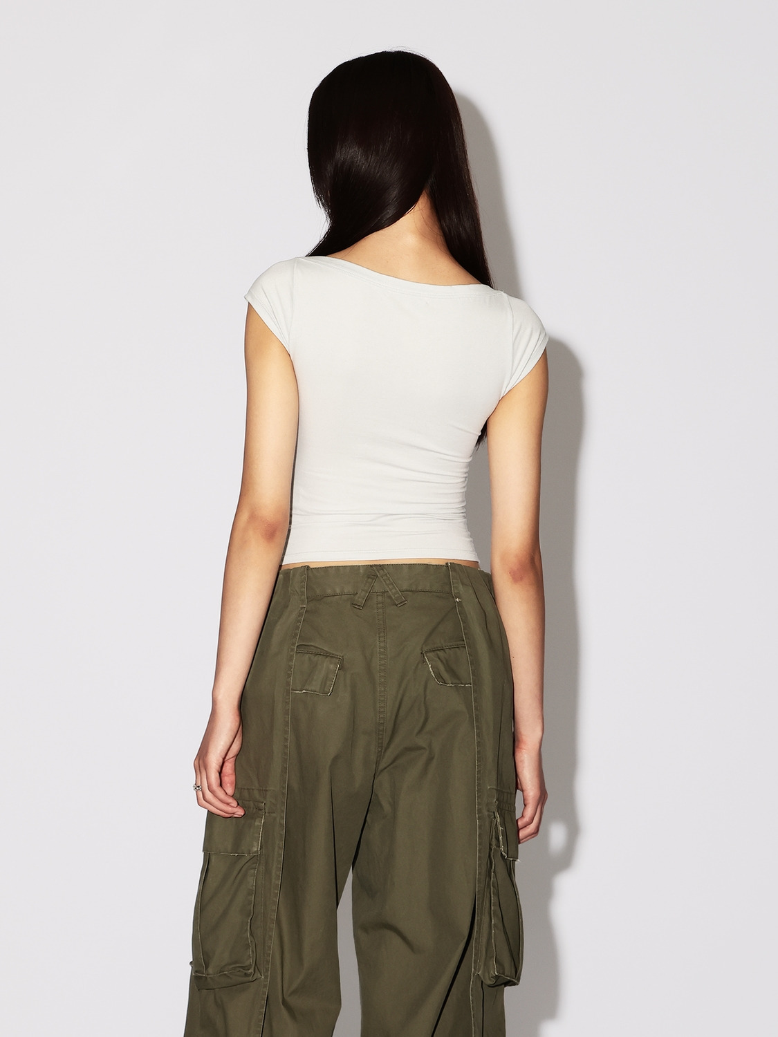 BOAT NECK FITTED T-SHIRT 詳細画像 White 4