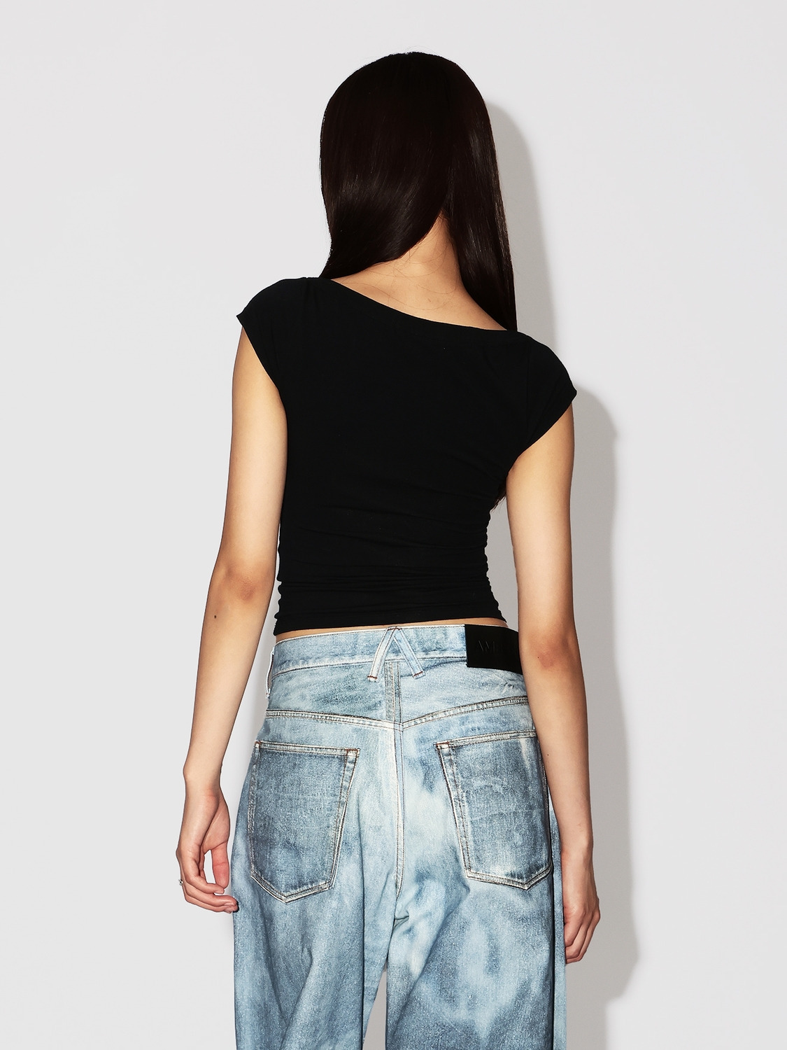 BOAT NECK FITTED T-SHIRT 詳細画像 Black 4