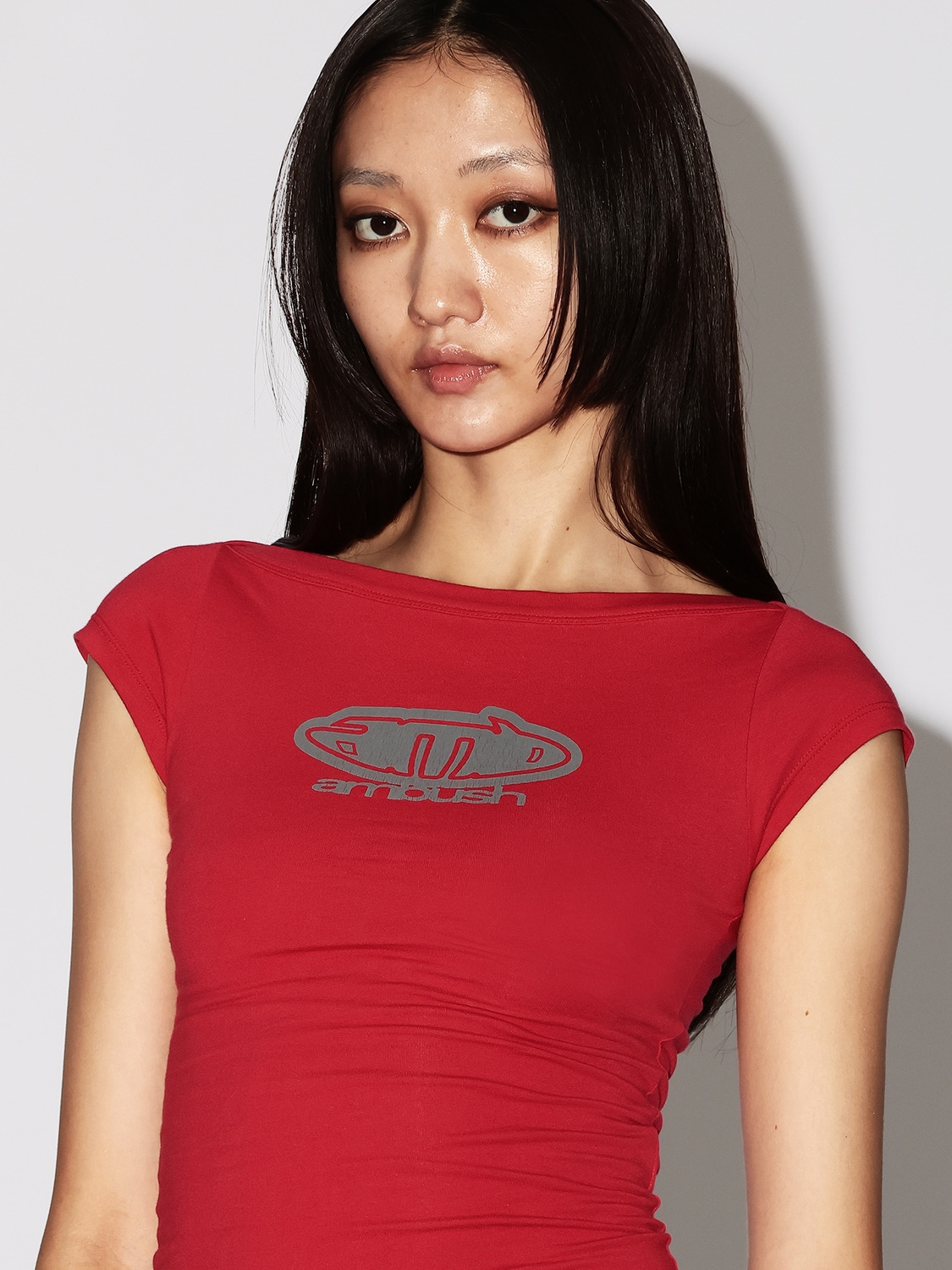 BOAT NECK FITTED T-SHIRT 詳細画像 Red 5