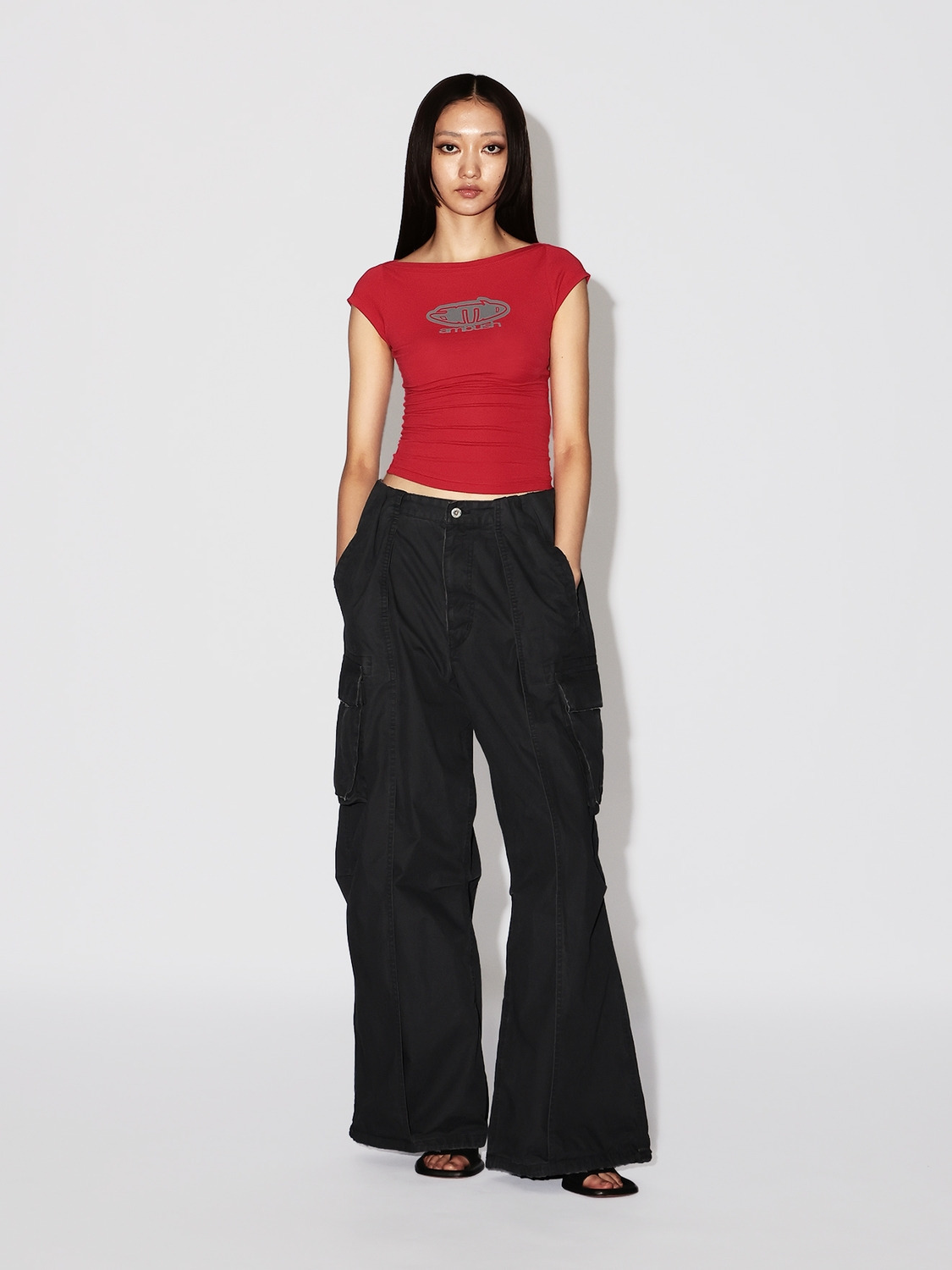 BOAT NECK FITTED T-SHIRT 詳細画像 Red 6
