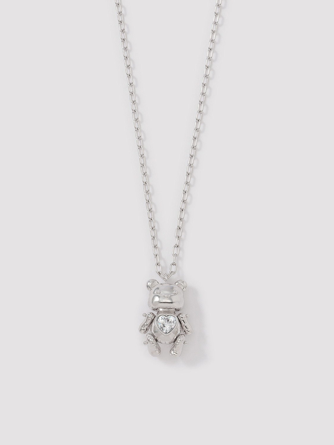TEDDY BEAR HEART CHARM NECKLACE 詳細画像 Silver 2