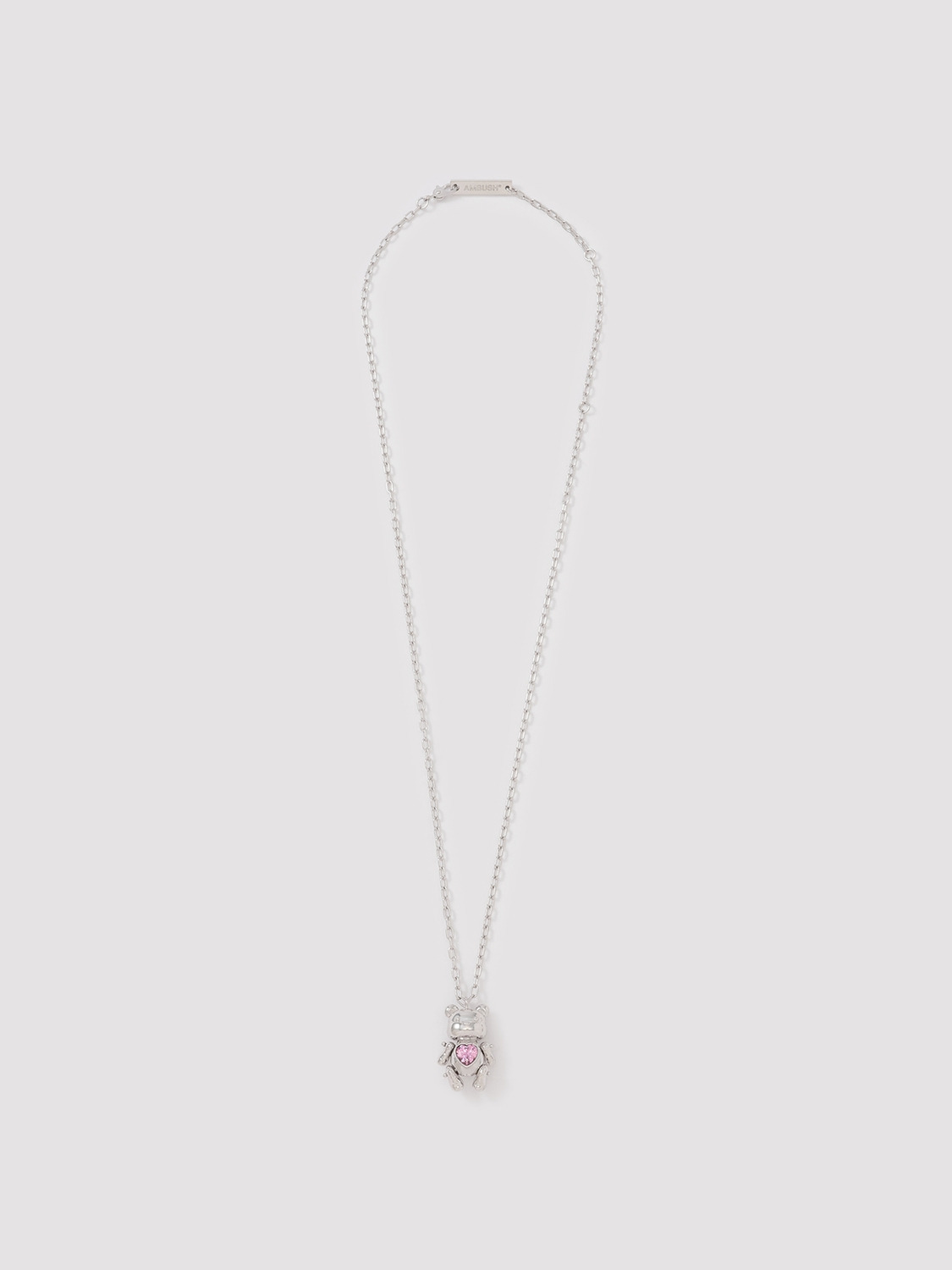 TEDDY BEAR HEART CHARM NECKLACE 詳細画像 Silver×Pink 1