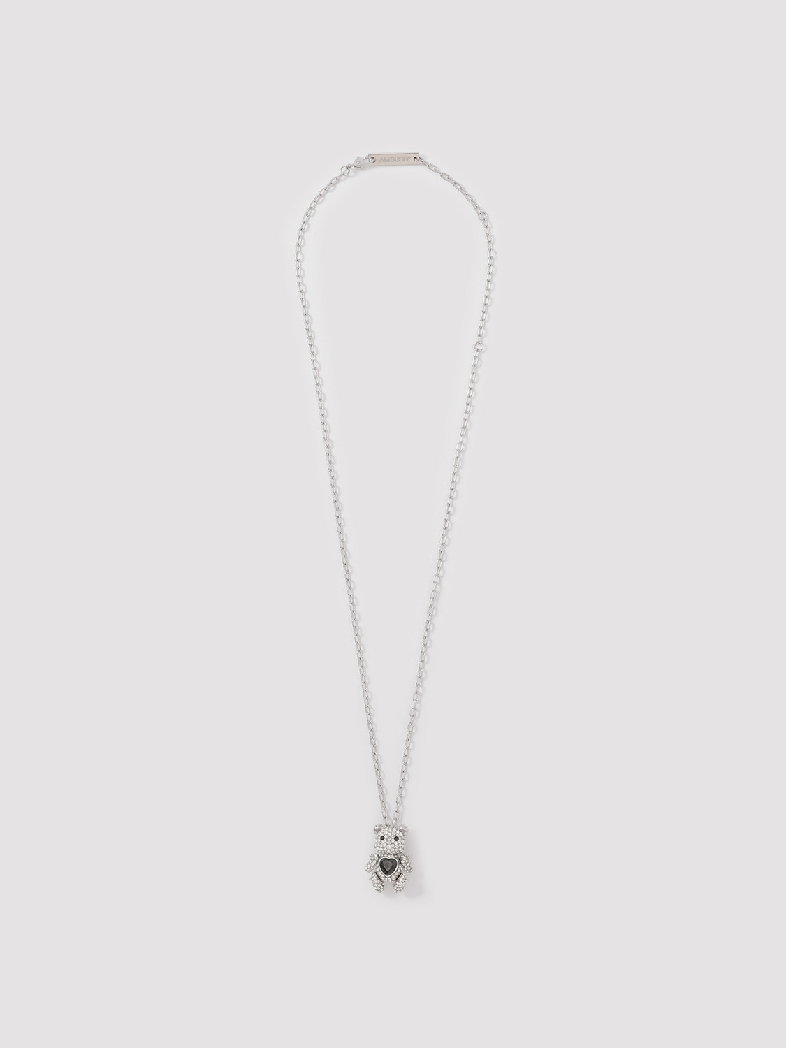 PAVE TEDDY BEAR HEART CHARM NECKLACE 詳細画像 Silver 1