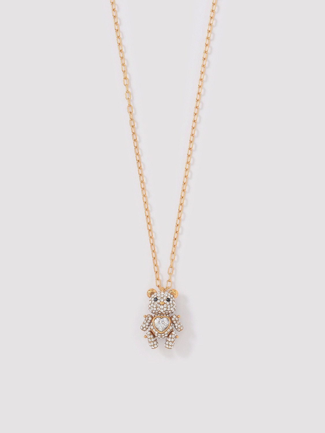 PAVE TEDDY BEAR HEART CHARM NECKLACE 詳細画像 Gold 2