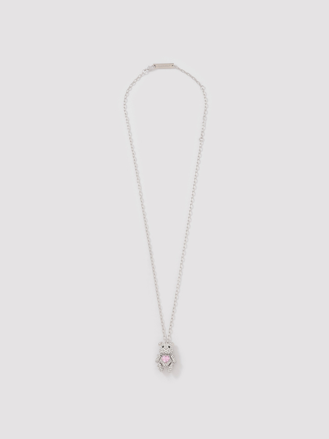 PAVE TEDDY BEAR HEART CHARM NECKLACE 詳細画像 Silver×Pink 1