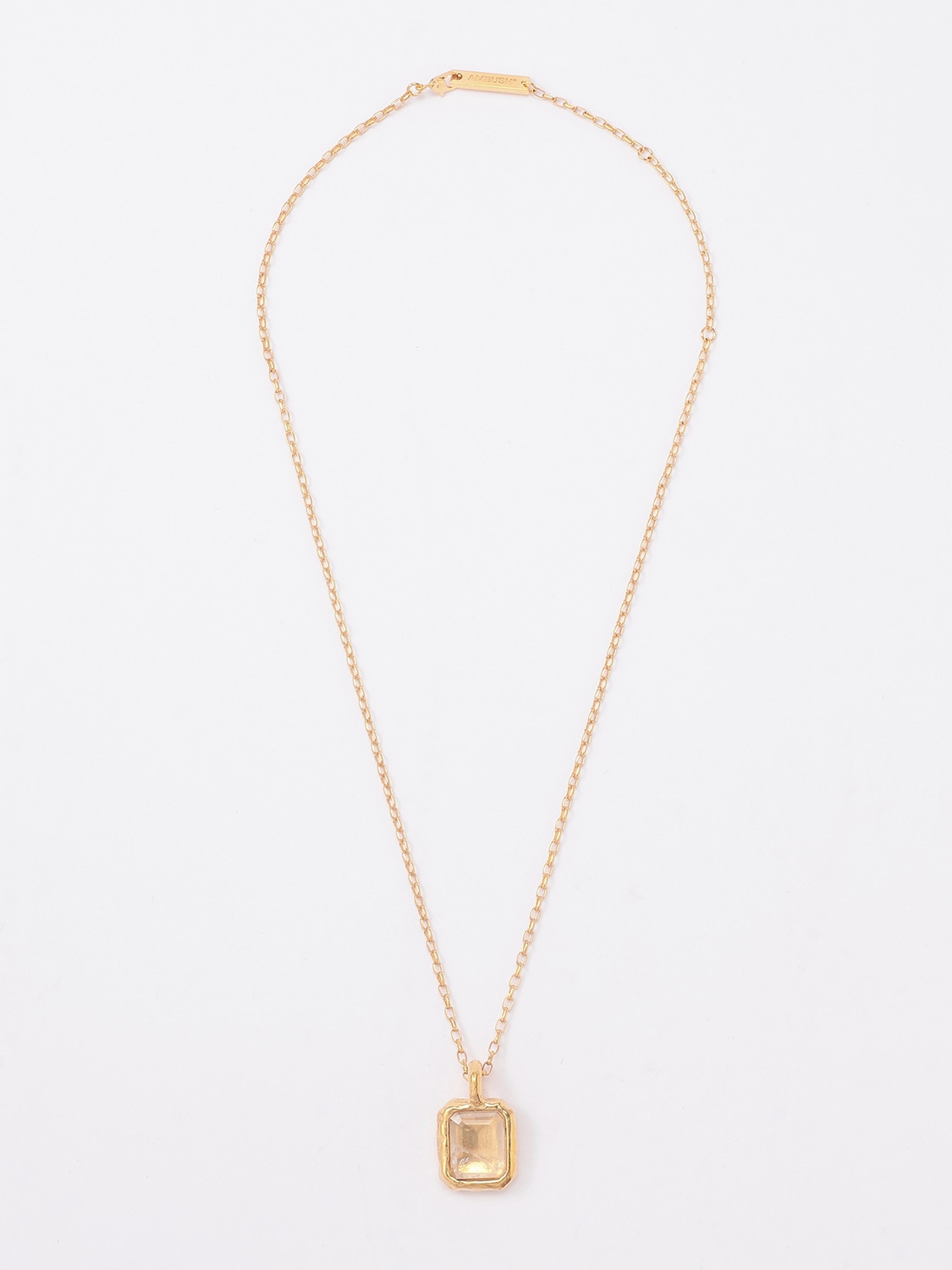 SQUARE CUT STONE CHARM NECKLACE 詳細画像 Clear 1