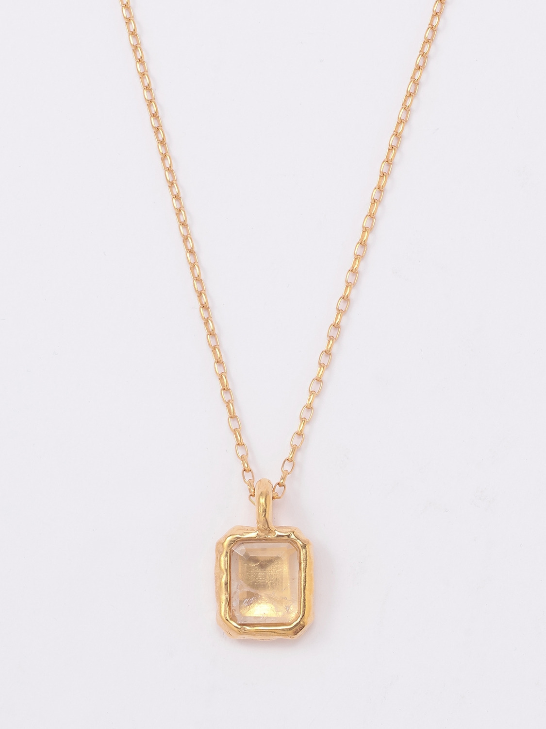 SQUARE CUT STONE CHARM NECKLACE 詳細画像 Clear 2