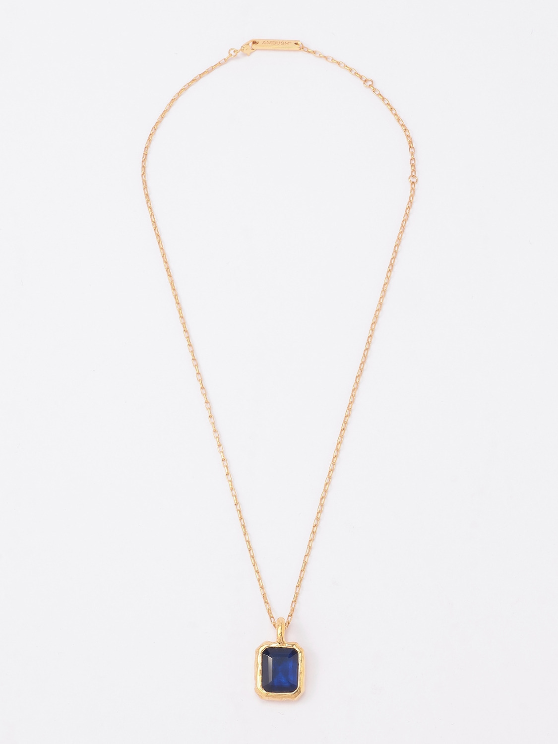 SQUARE CUT STONE CHARM NECKLACE 詳細画像 Blue 1
