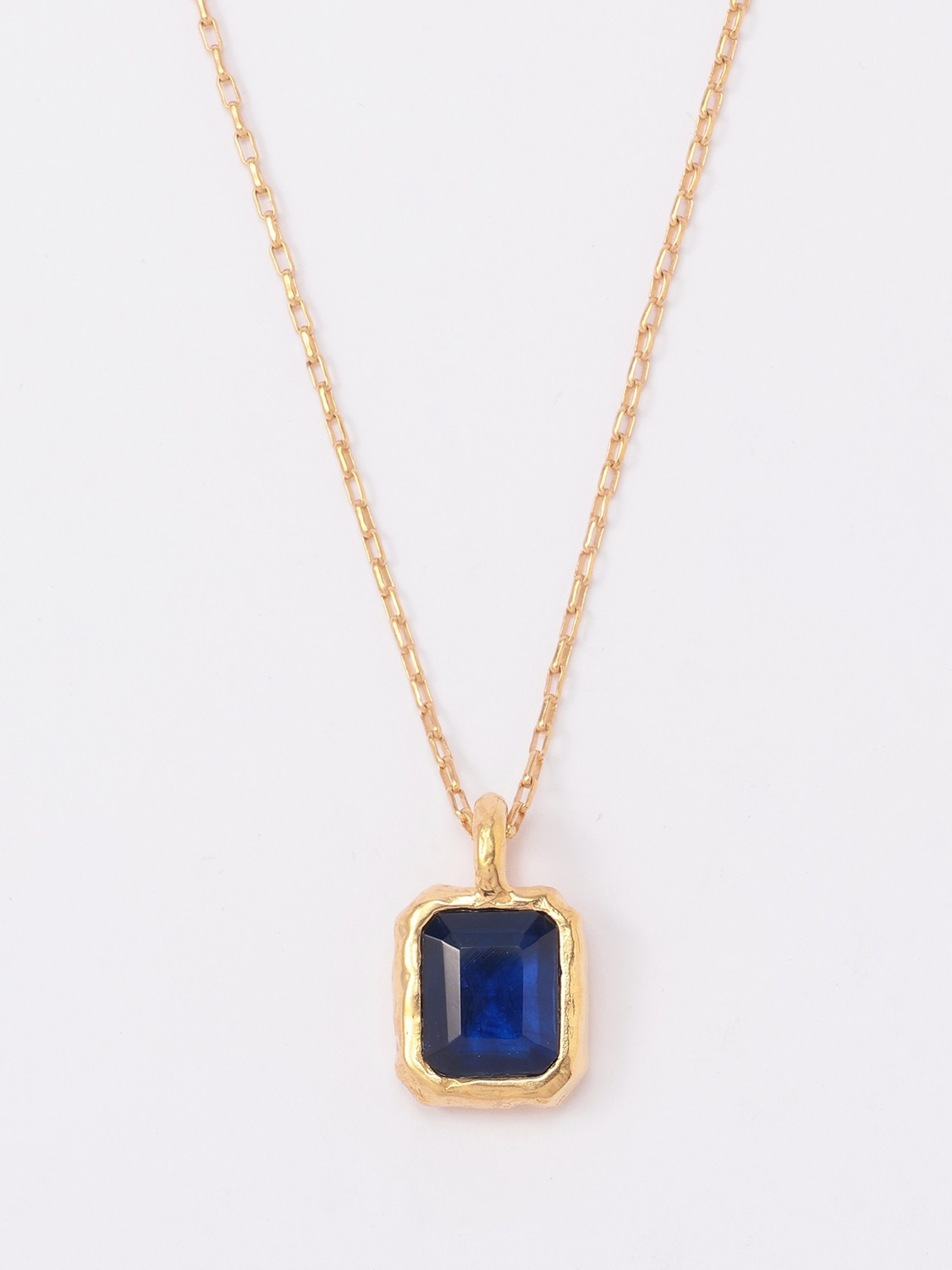 SQUARE CUT STONE CHARM NECKLACE 詳細画像 Blue 2