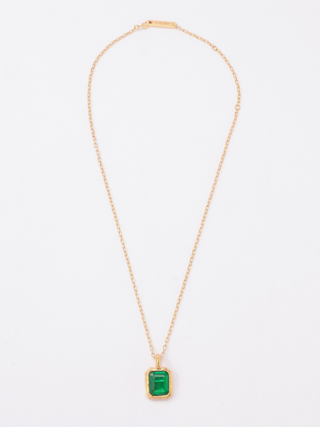 SQUARE CUT STONE CHARM NECKLACE 詳細画像 Green 1