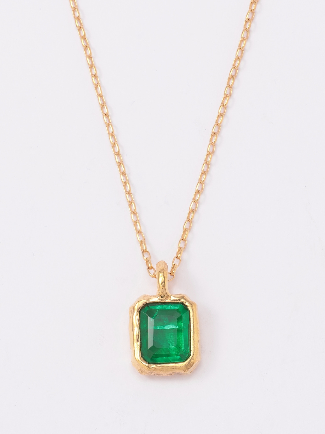 SQUARE CUT STONE CHARM NECKLACE 詳細画像 Green 2