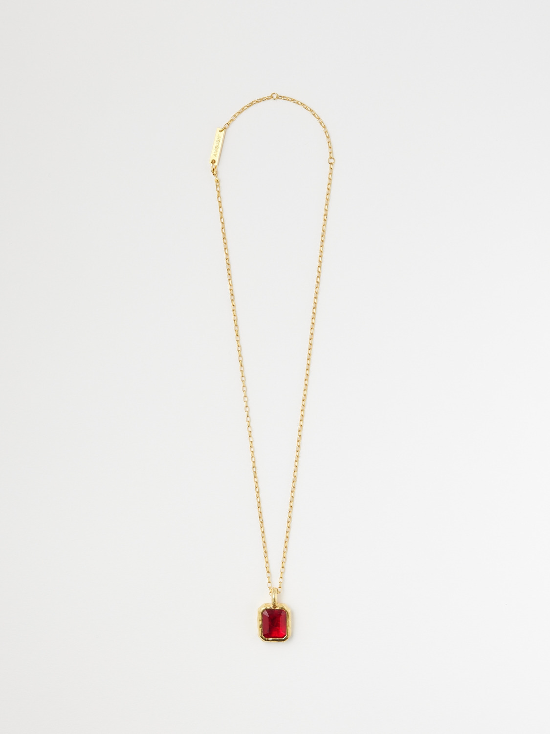 SQUARE CUT STONE CHARM NECKLACE 詳細画像 Red 1