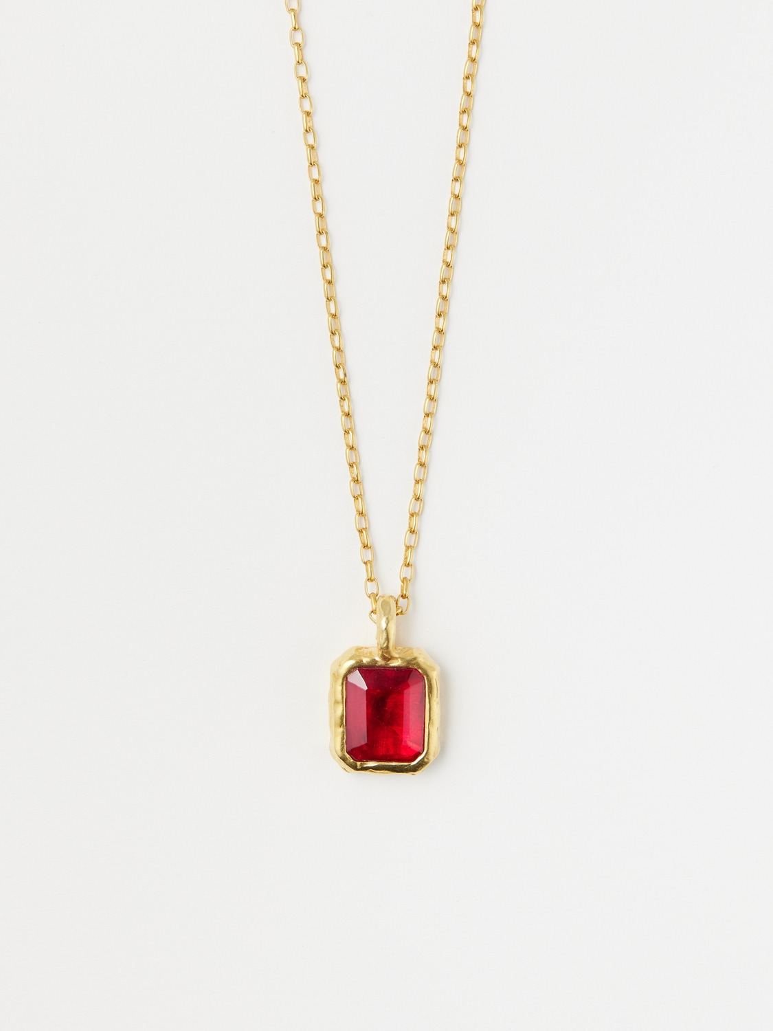 SQUARE CUT STONE CHARM NECKLACE 詳細画像 Red 2