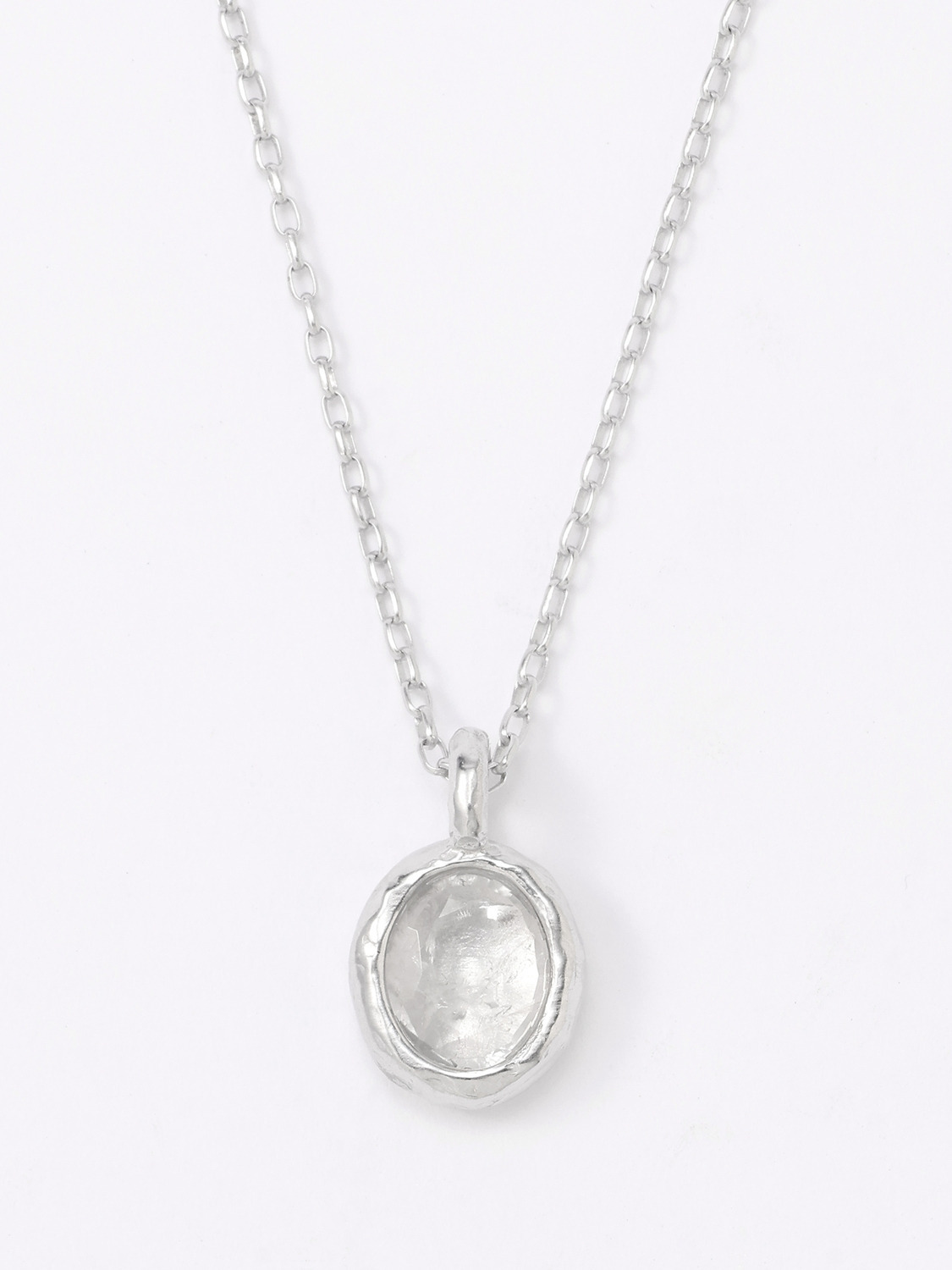 OVAL CUT STONE CHARM NECKLACE 詳細画像 Clear 2