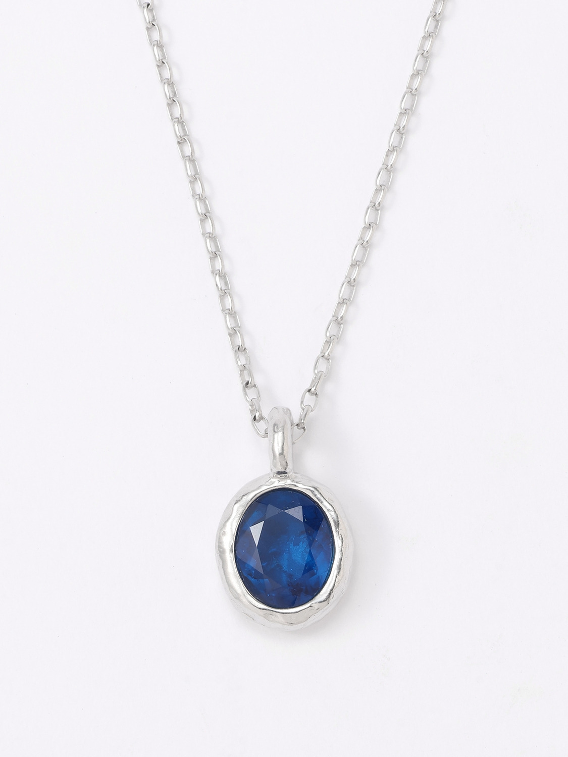 OVAL CUT STONE CHARM NECKLACE 詳細画像 Blue 2