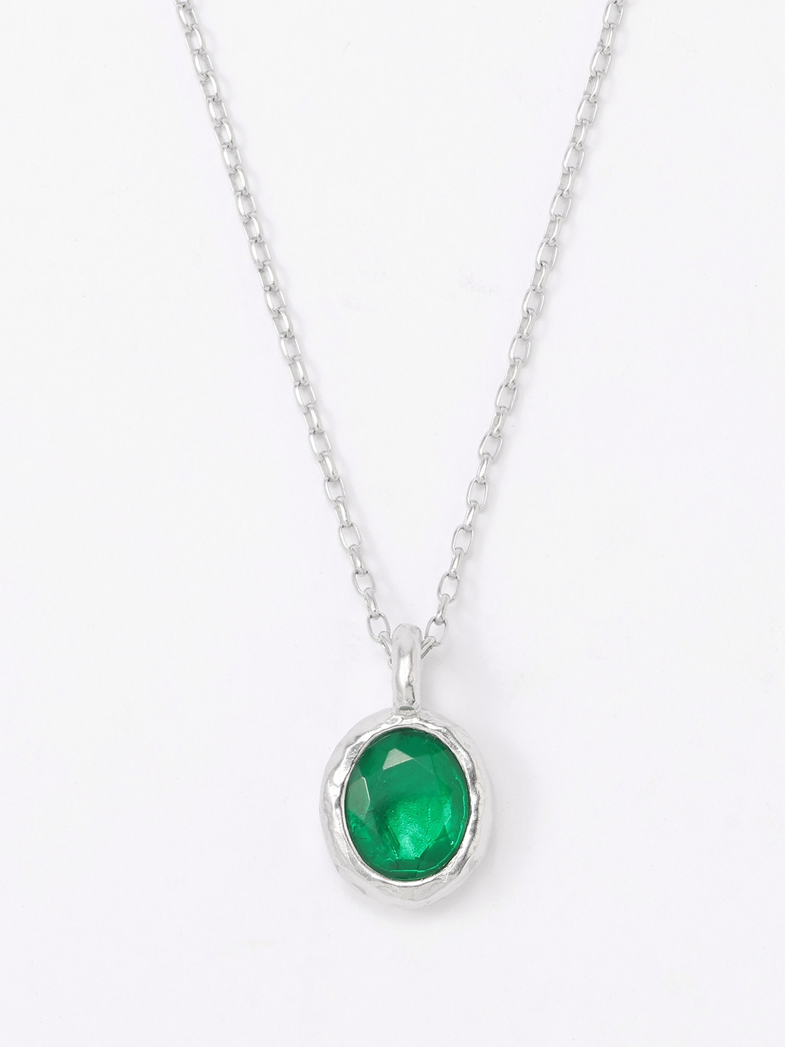 OVAL CUT STONE CHARM NECKLACE 詳細画像 Green 2