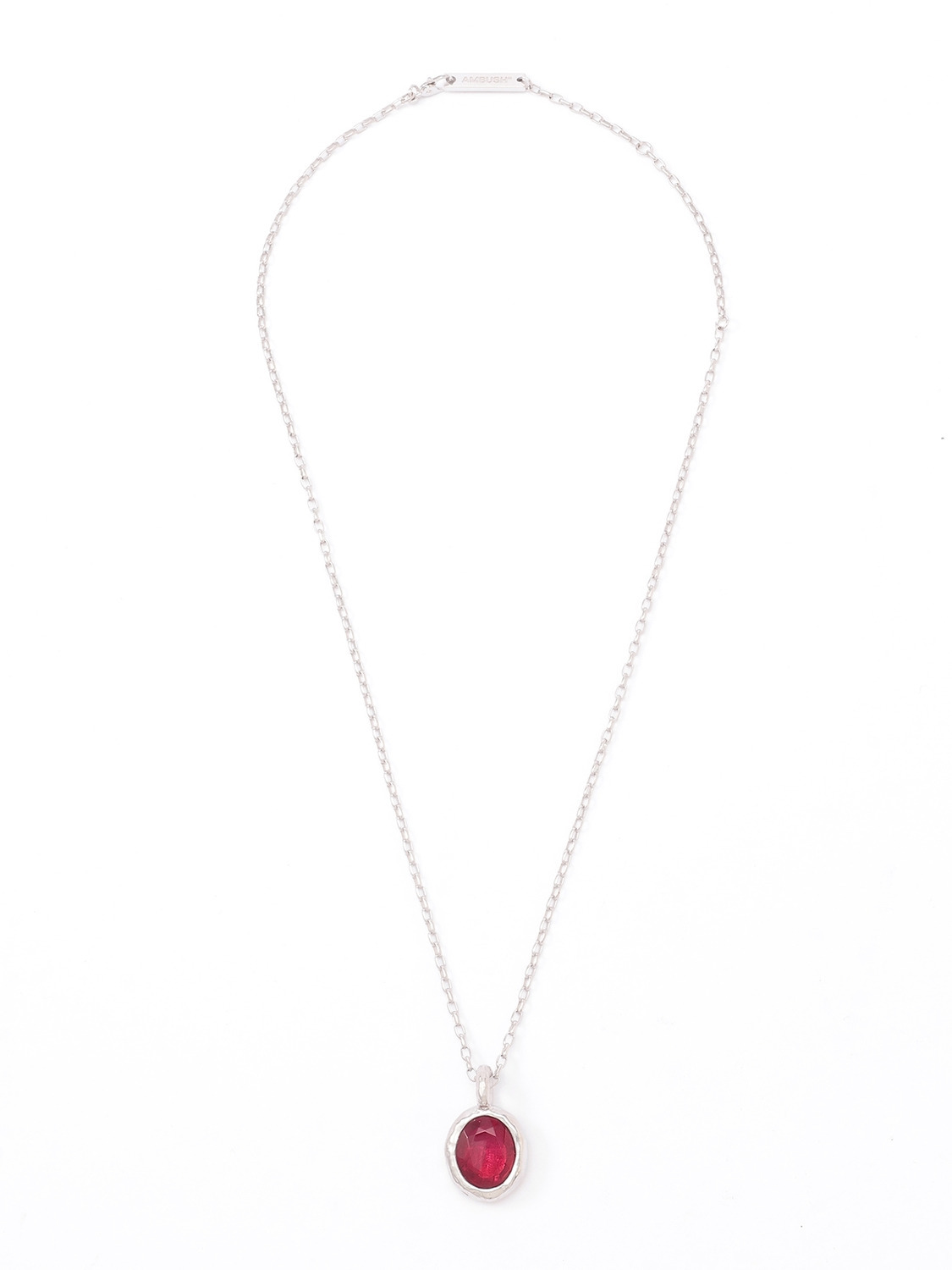 OVAL CUT STONE CHARM NECKLACE 詳細画像 Red 1